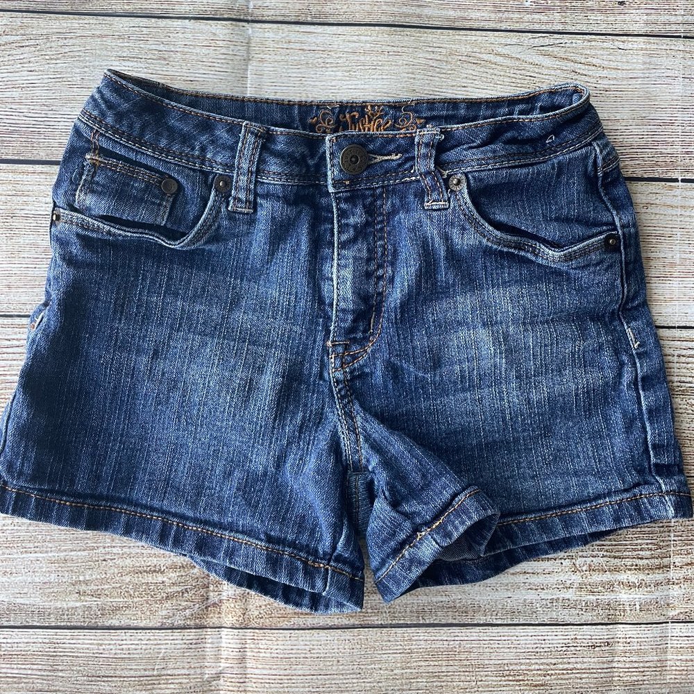 Justice Girls Jean Shorts Blue Denim Pattern Size 12 Slim Kids